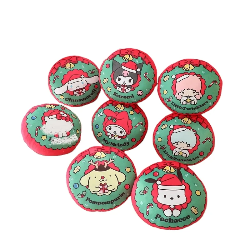 New Sanrioed Soft Plush Cushion Kuromi Decorative Pillow Sanrioed Christmas Pillow Plush Pillow Character Xmas Decoration