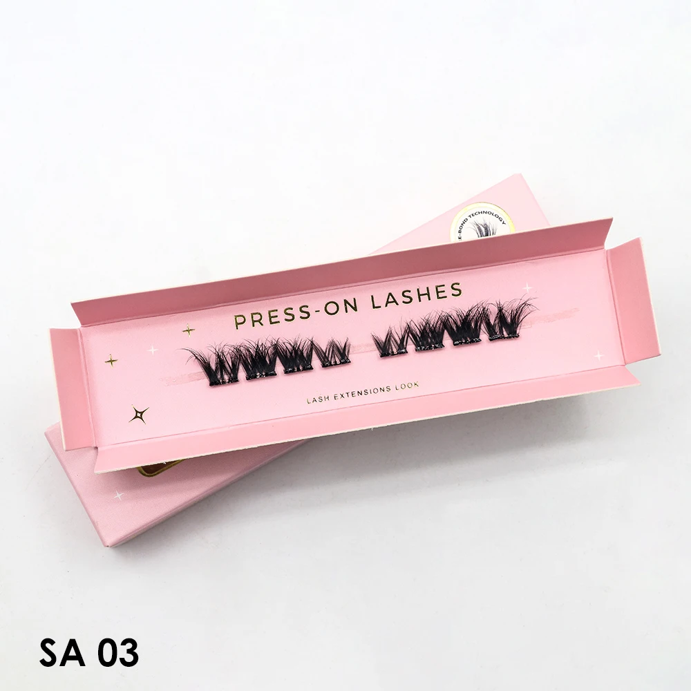 Pre Cut Handmade Superfine Band Clusters Eyelash Segments DIY Press On Lashes No Glue Needed Pre Bonded Adhesive Plant Fiber Box