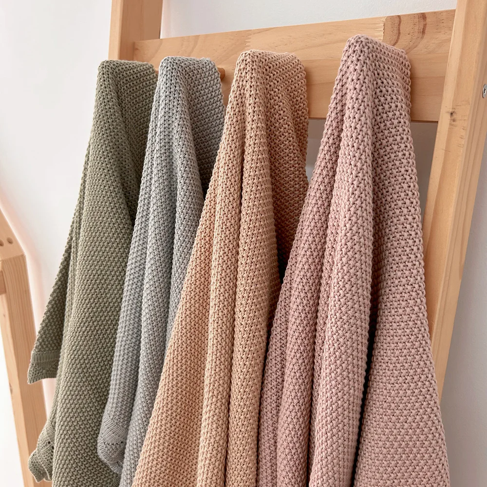 Mildream Wholesale Soft Crocheted Baby Bedding Custom Knit Baby bamboo organic cotton muslin swaddle blanket for Newborn Baby