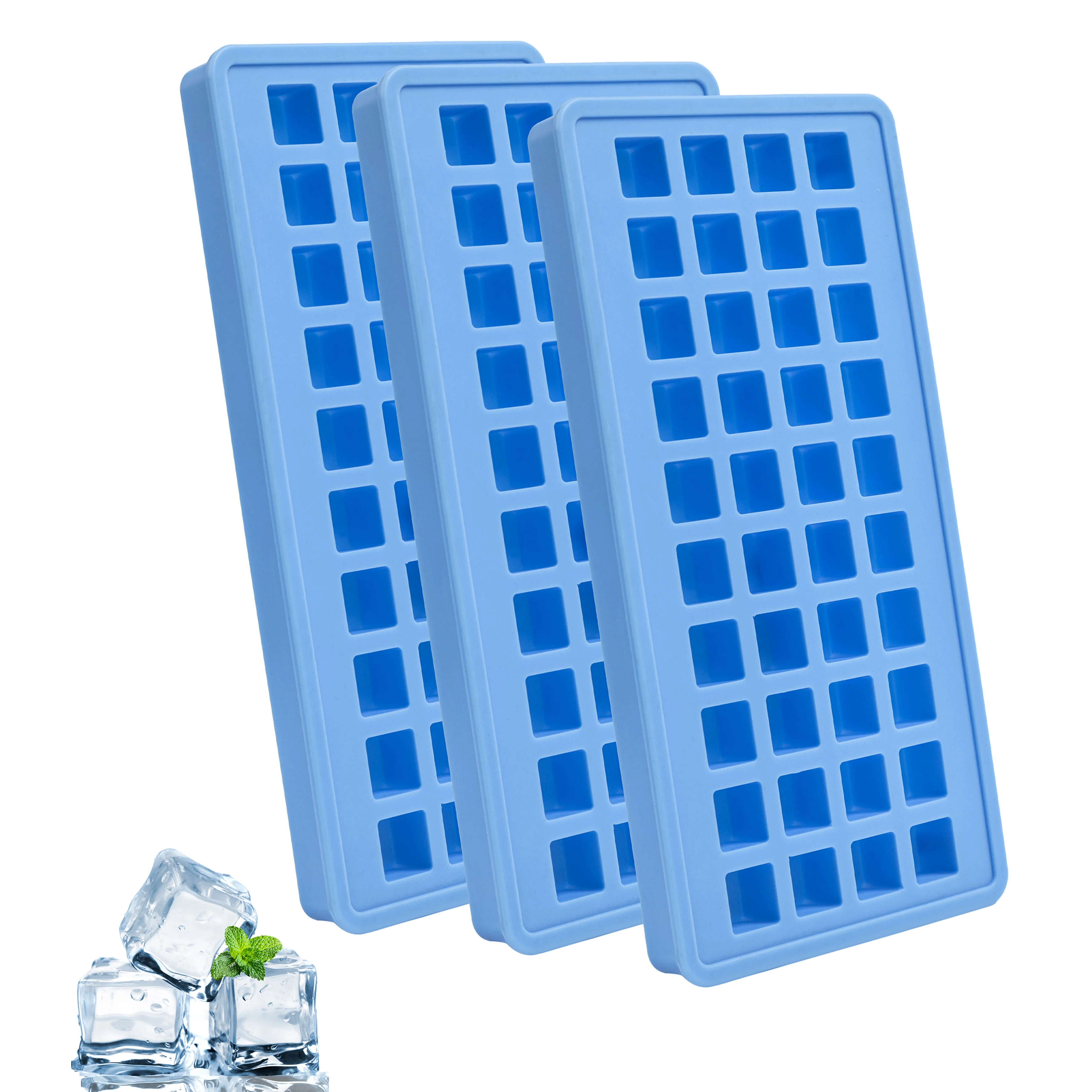 BPA Food Grade Blue Easy-Release Silicone Ice Cube Trays for Refrigerated Whisky