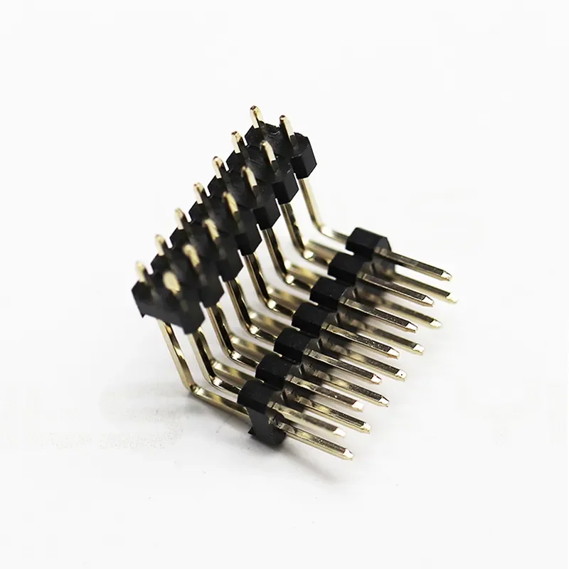 High quality connector 2.54mm pitch 1-40pin height 1.5 1.7 2.54 3.0 mm dual row pcb connectors dual row right angle pin Header