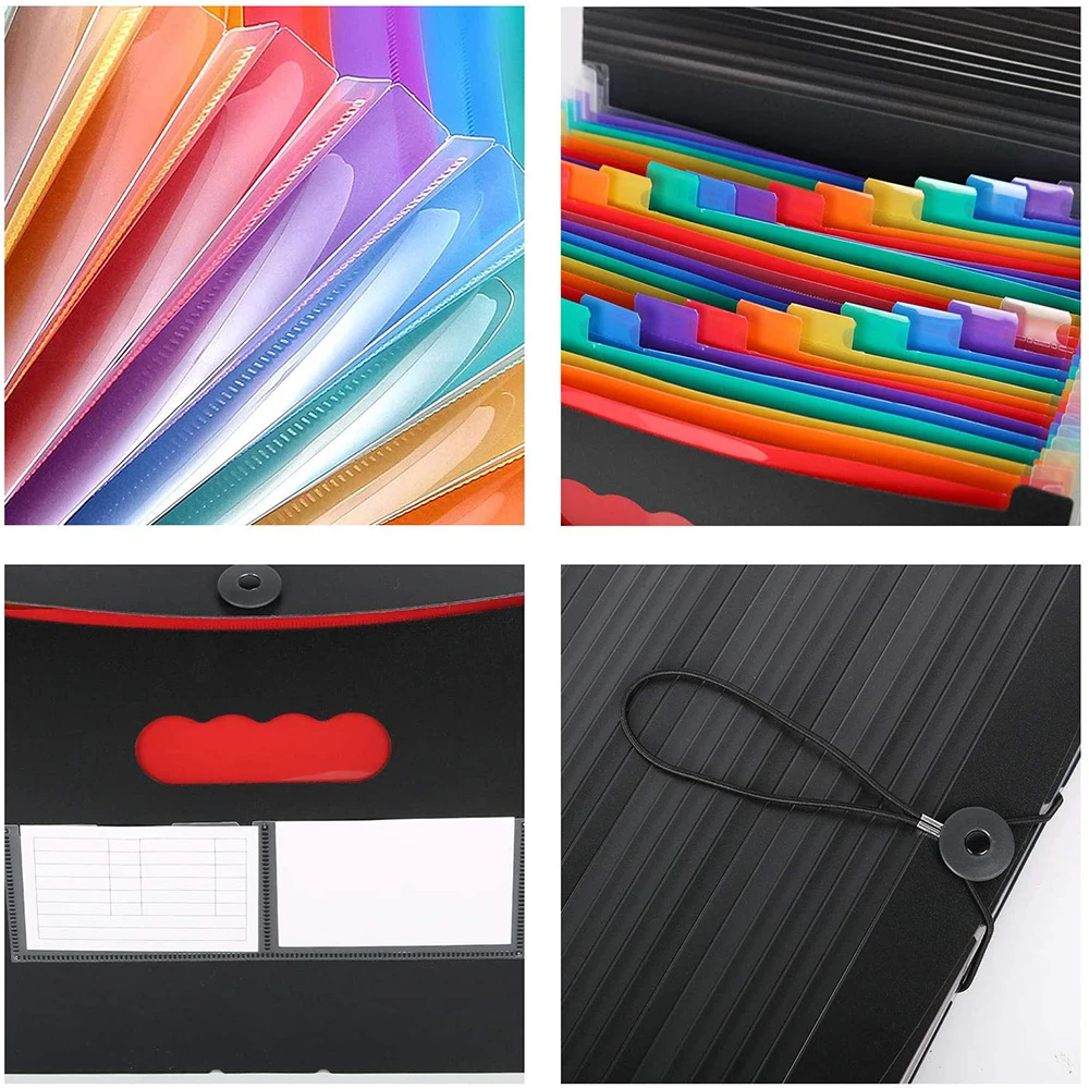 Hard cover A3 A4 12 13 24 36 48 pockets colorful pp leather manila paper cardboard expanding file folder expandable organizer
