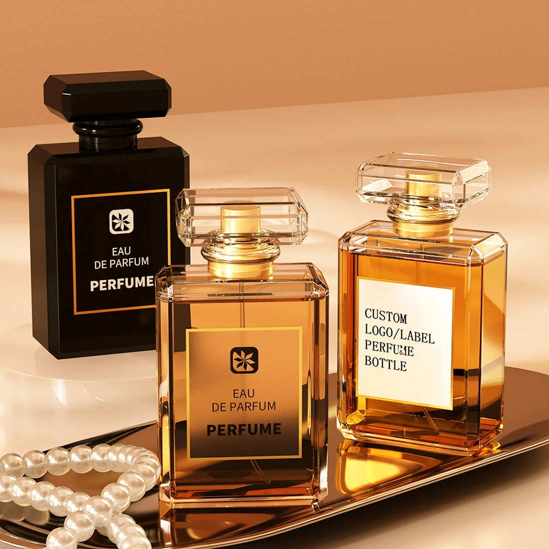 Luxury Women 30ml 50ml Square Spray Glass Perfume Bottle 50ml Wholesale