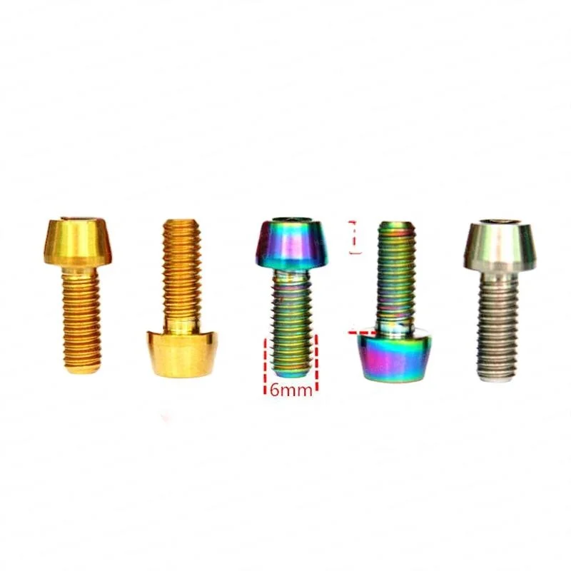 SDPSI DCT (2) M6x15mm Ti/Golden/Rainbow GR5 TC4 титановые болты с конической головкой для велосипедного тормоза