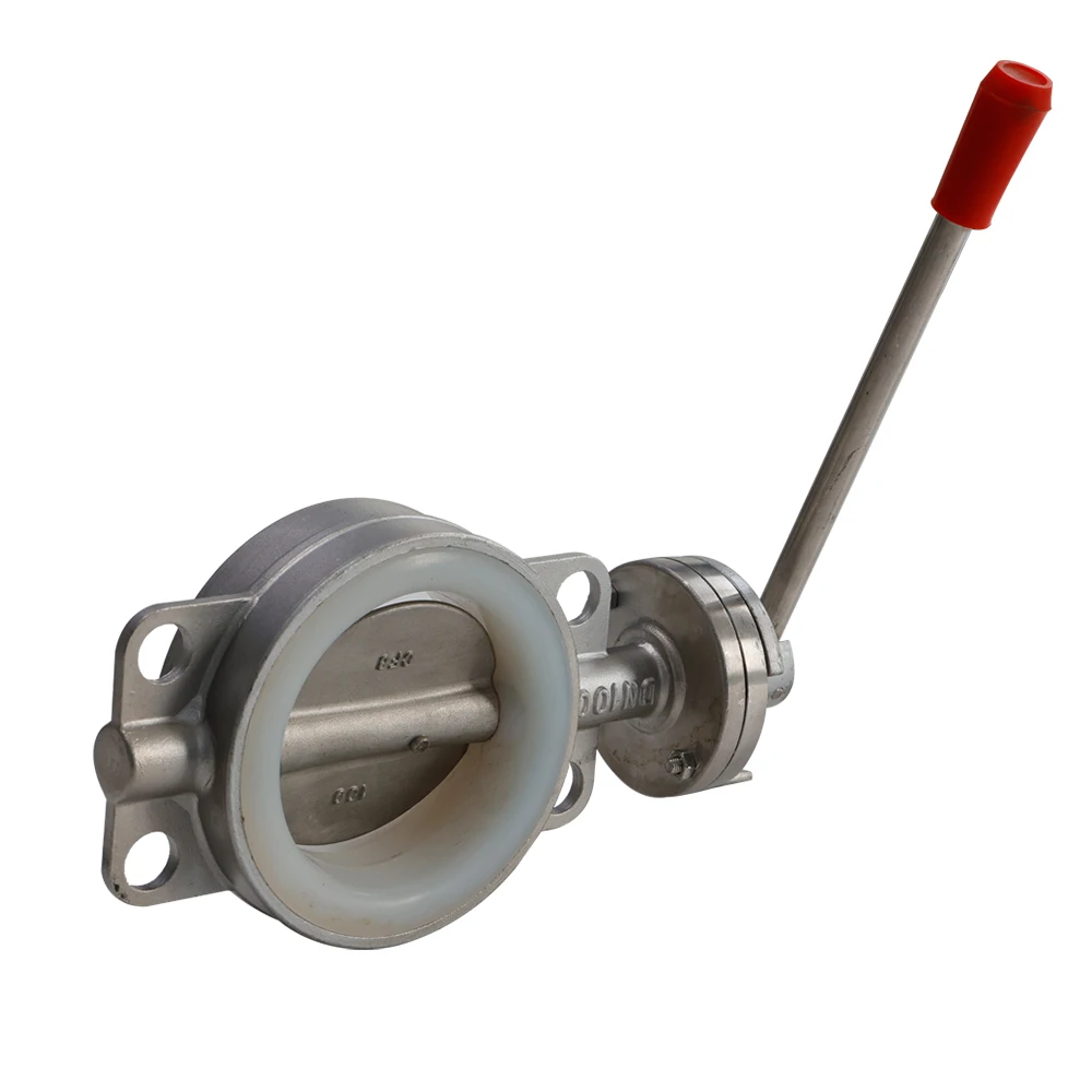 PTFE сиденье из нержавеющей стали 304/316 ручка корпуса ручной вафельный Тип мягкий уплотнительный Клапан-Бабочка
