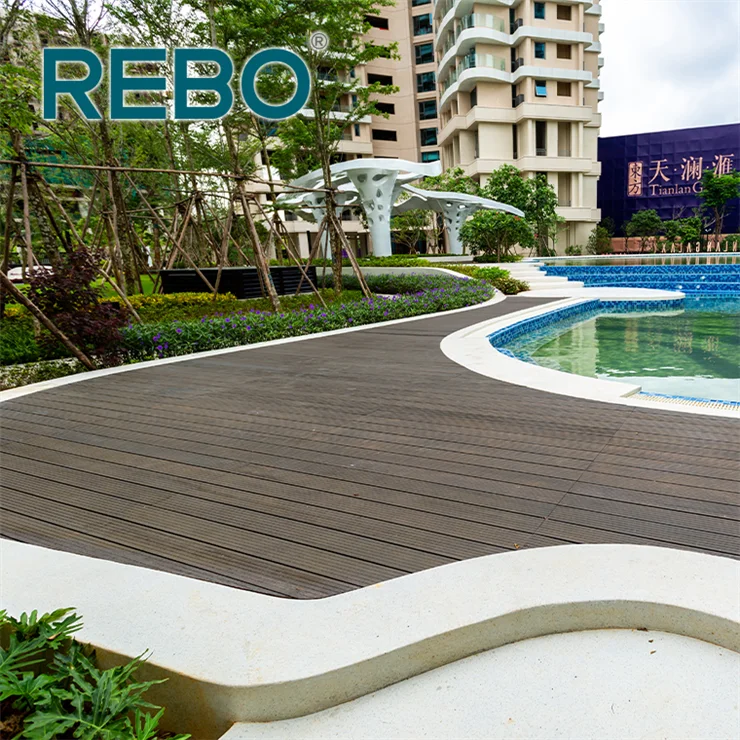Outdoor fire resistant strand woven bamboo flooring decking board
