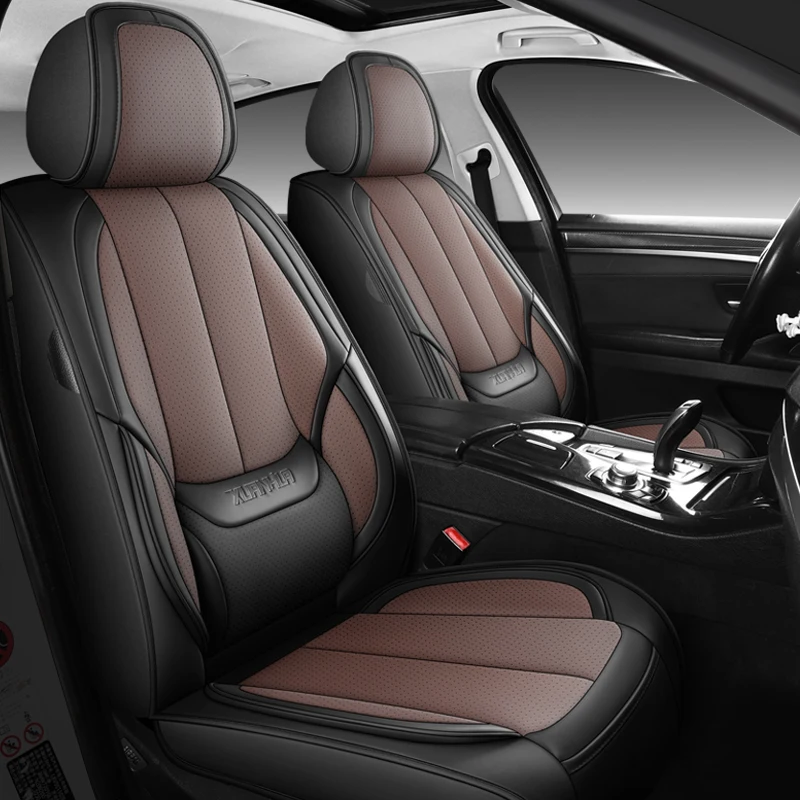 Full Coverage Leather Car Seat Covers Full Set Universal Fit for Most Cars Sedans Trucks SUVs with Waterproof Leatherette