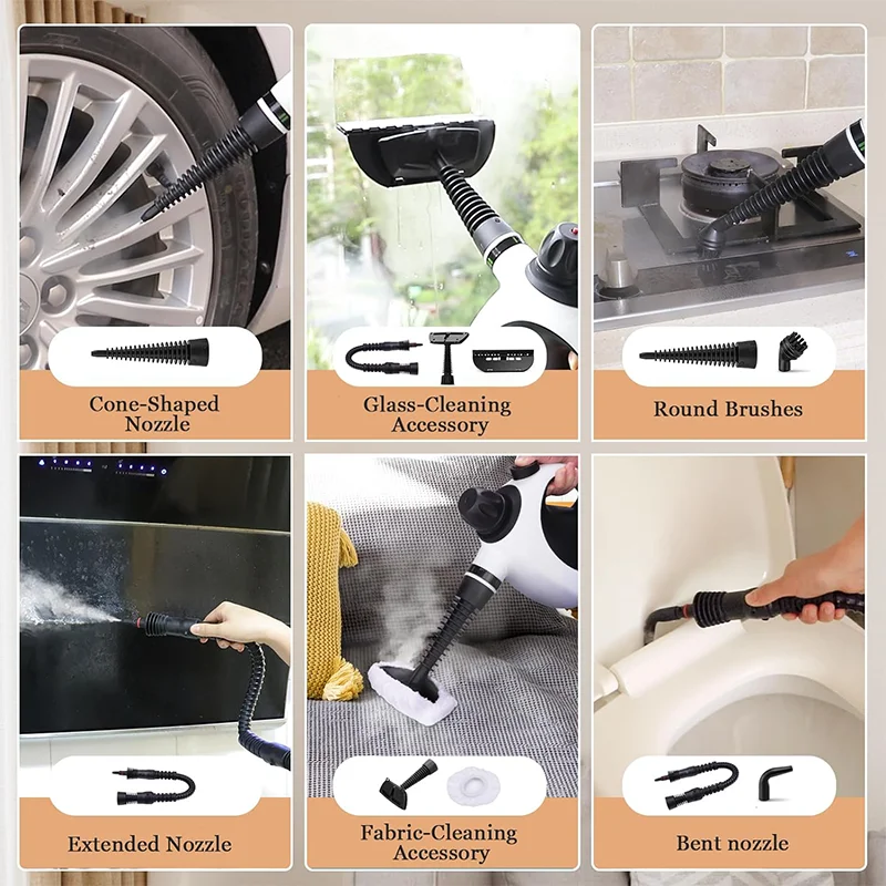 2024 New Design Multipurpose Pressurized Steam Cleaners For Home Use With Continuous Steam Accessory Kit To Remove Grime Grease
