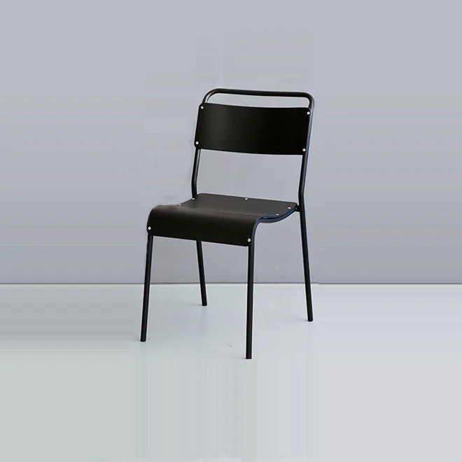 Черная мебель для помещений в скандинавском стиле, металлическое железное обеденное кресло со спинкой из фанеры и сиденьем, стул для ресторана