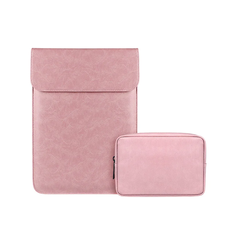 For huawei matebook x pro magicbook x14 x15 laptop pu leather sleeve bag power pack set waterproof magnetic flip cover case