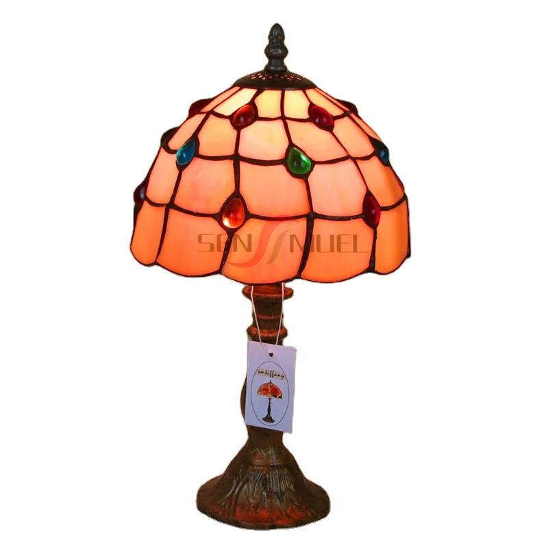 classical lattice color beads fixtures tiffany style desk lamp