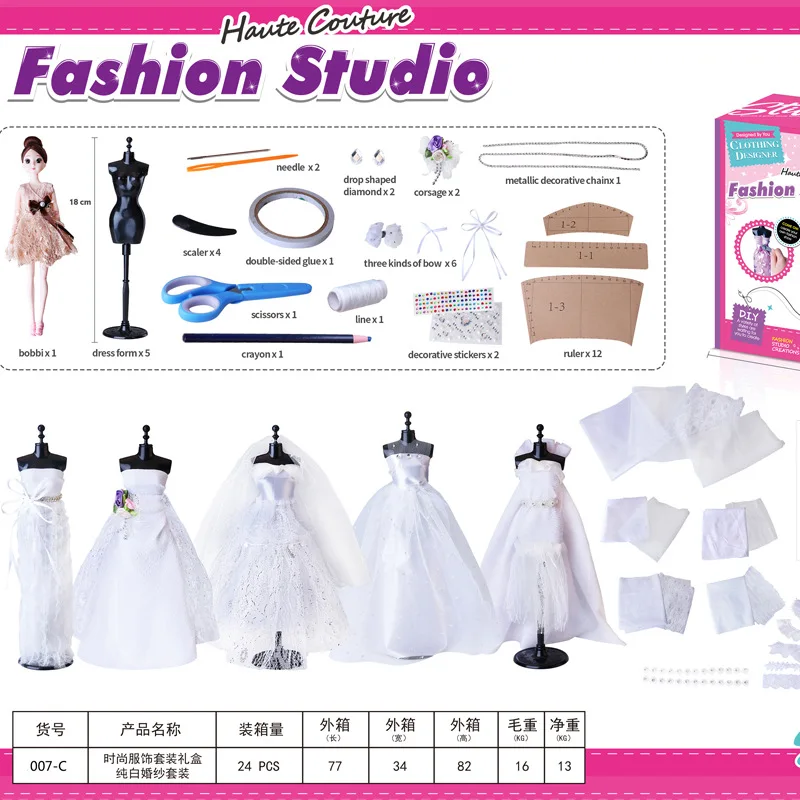 Creativity DIY Arts & Crafts Handmade Kids Fashion Designer Kits For Girls Sewing Kit Birthday Gift Idea Wedding Dress