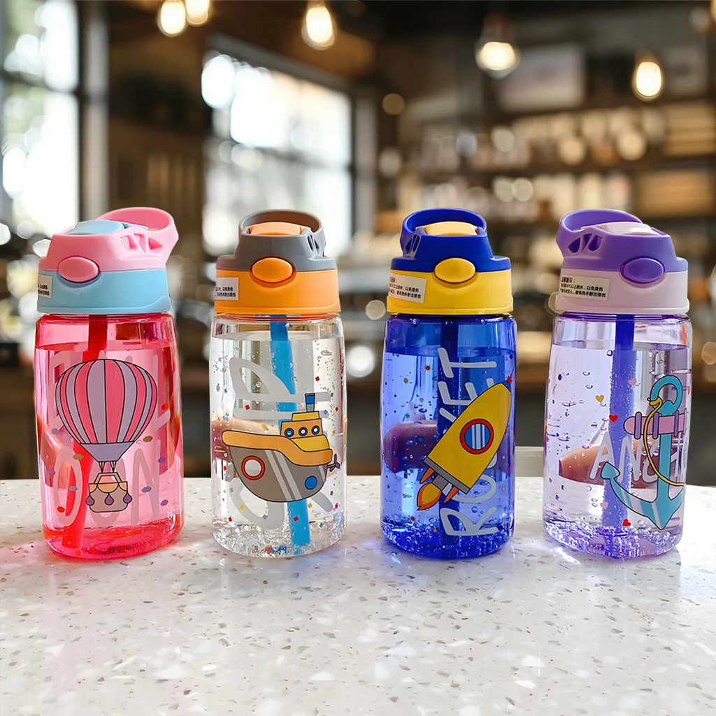 480ml Duck Mouth Plastic Water Bottle Back To School Easy Carry Cartoon Children Drink Bottle For Kids
