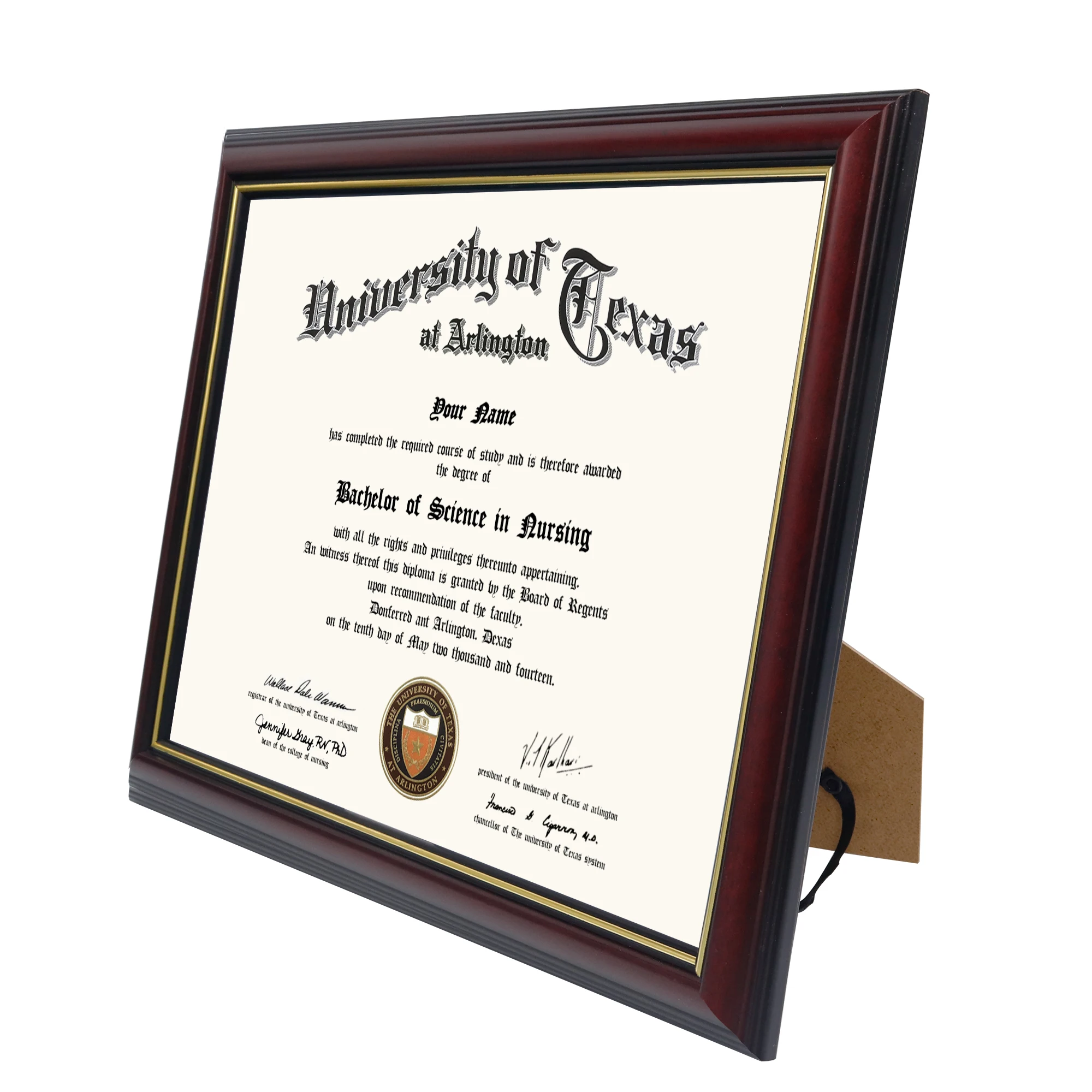 Modern Black Real Wood Frame with Gold Trim  Diploma Frame Certificate Frame 8.5 X 11