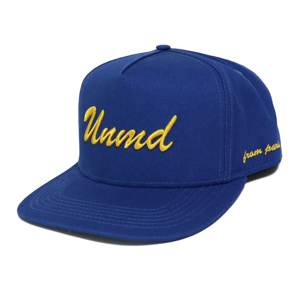 5 панелей синий 100% хлопок 3d вышивка логотип snapback Кепка Заводская пользовательская бейсболка с логотипом мужская хип-хоп кепка