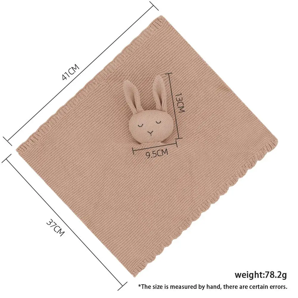New Hot Selling Baby Lovey 100% Cotton Newborn Comforter with Bunny Pattern Knitted Security Blanket and Rabbit Toy