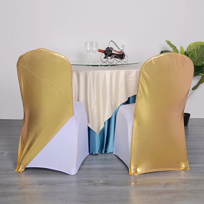 Hot Selling Spandex Wedding Gold Silver Chair Sashes Chair Cover Stretch Band With Buckle Slider for Wedding Banquet Decoration