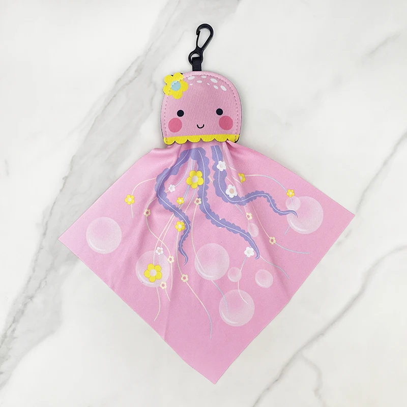Eco-friendly reusable custom printed cartoon key chain small microfiber cloth Portable sunglasses glasses lens cleaning cloth