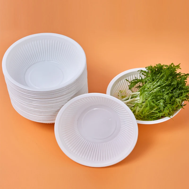 Factory Wholesale Deep White Disposable round Plastic Blister Plates 29OZ & 32OZ Food Grade PP for Parties & Meals