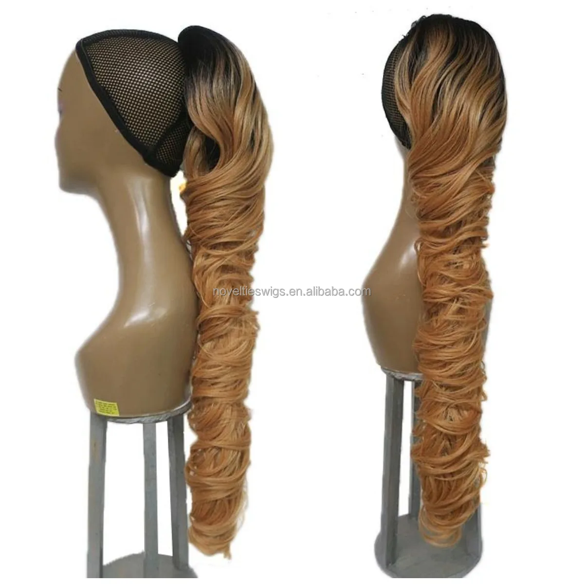 Novelties Attachment Body Loose Water Wave Curls Clip In Pony Tails Drawstring Ponytail Hair Extensions Synthetic Hair Ponytails