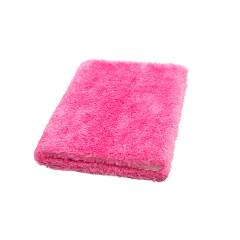 Pink sublimation faux fur notebook solid colour fluffy plush soft cover notebooks
