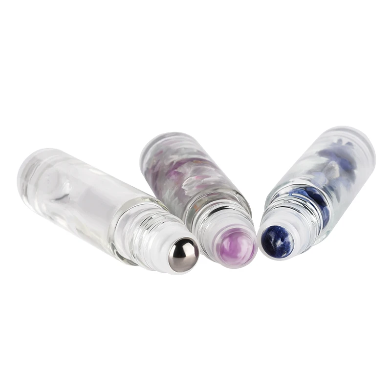 Refillable Glass Essential Oil Roll On Bottle Steel Roller Ball 10 ml Roll on Bottle with Bamboo Lid