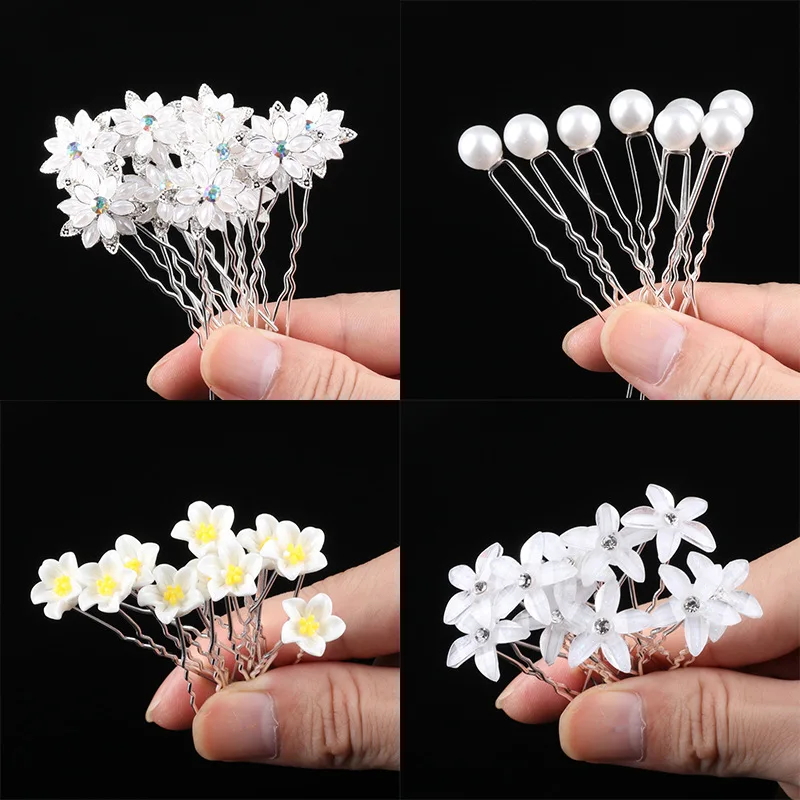 Custom Lily Flower Hairpin U Shaped Hair Pins Clips Cute Floral Pins for Women Girls Bride Wedding Party Head wear Hair Jewelry