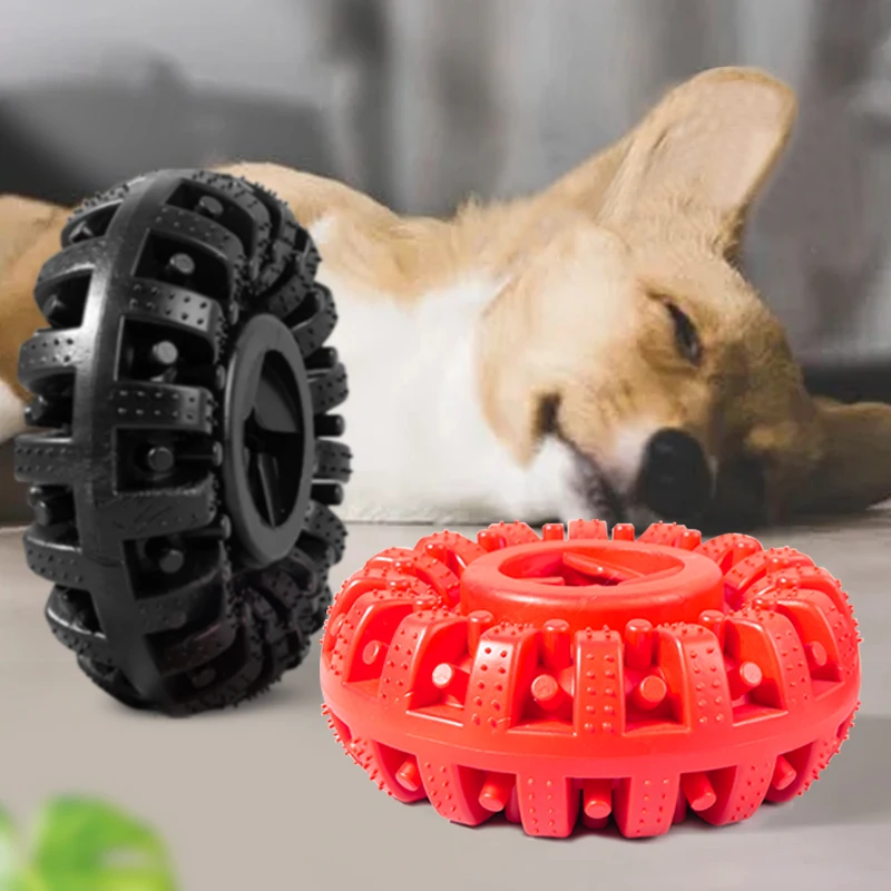 Pet Interactive Molar Bite Rubber Dog Chew Toys Custom Pet Food Leakage dispenser Rubber Dog teeth ring