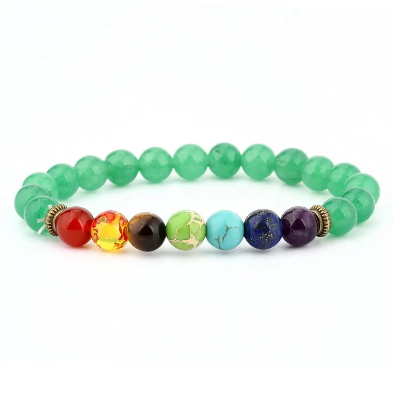 Здоровье 7 чакр лечебный камень браслет эластичная Йога мала бусины медитация ST052