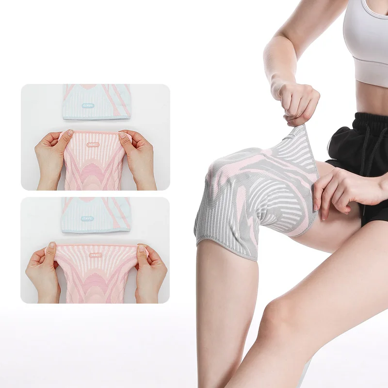 Aolikes 3D nylon spandex elastic knitted compression sports knee brace support Knee Sleeve Volleyball Knee Pads Silicone damping