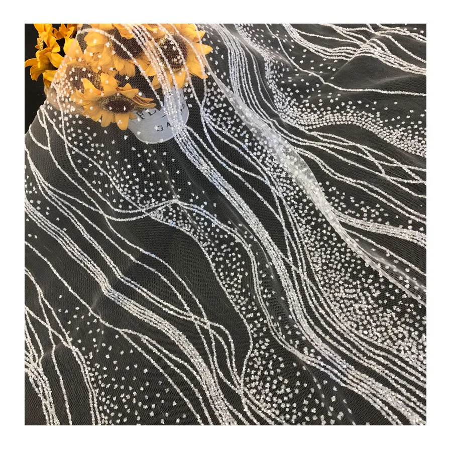 2019 wholesale sequin fabric lace african swiss bridal voile lace fabric