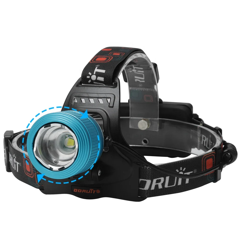 BORUiT Powerful Headtorch 1000lm Zoom Focus Head Lantern for Camping Rechargeable Waterproof Headlamp for Hiking Fishing