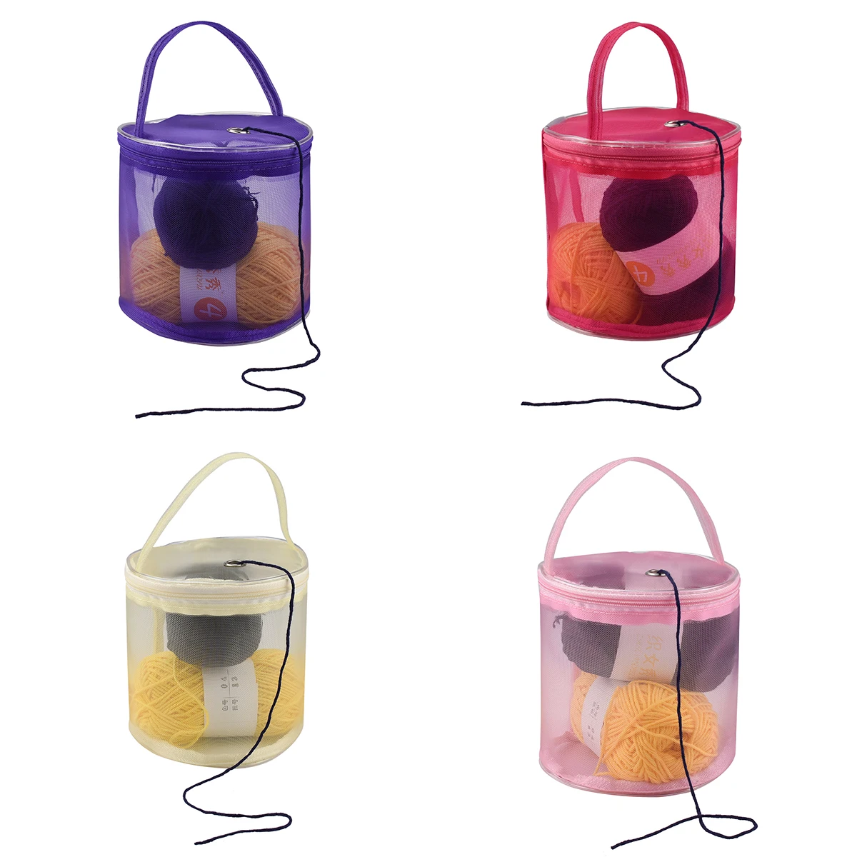 Round Yarn Storage Bag Knitting Organizer Tote for easy knit