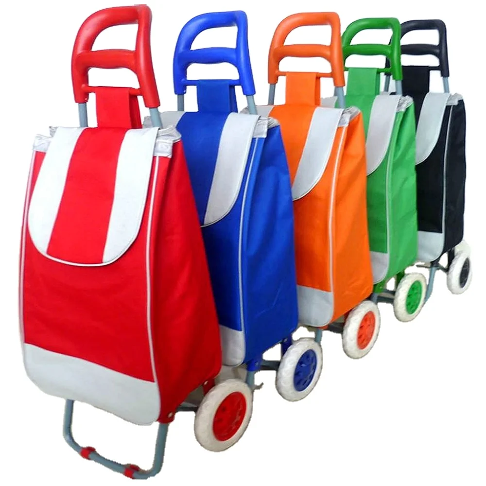 Hot Selling Collapsible Lightweight Foldable Folding Metal Iron 2 Wheel Travel Cargo Shopping Trolley Luggage Cart With Bag
