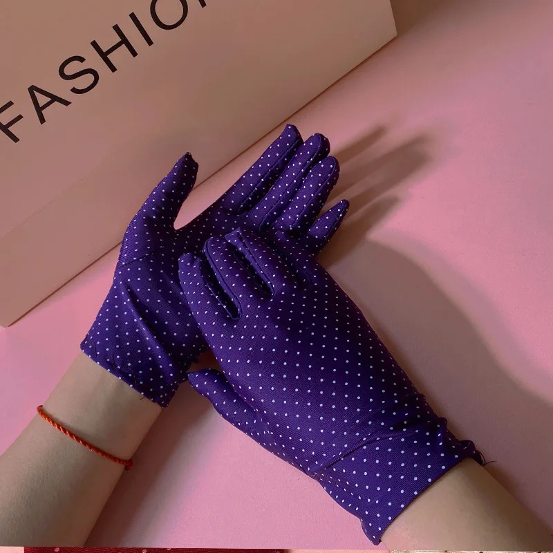 Spring And Summer Thin Gloves Sunscreen Ice Silk Riding And Driving Work Etiquette Autumn Spandex Elastic Point Ladies Gloves