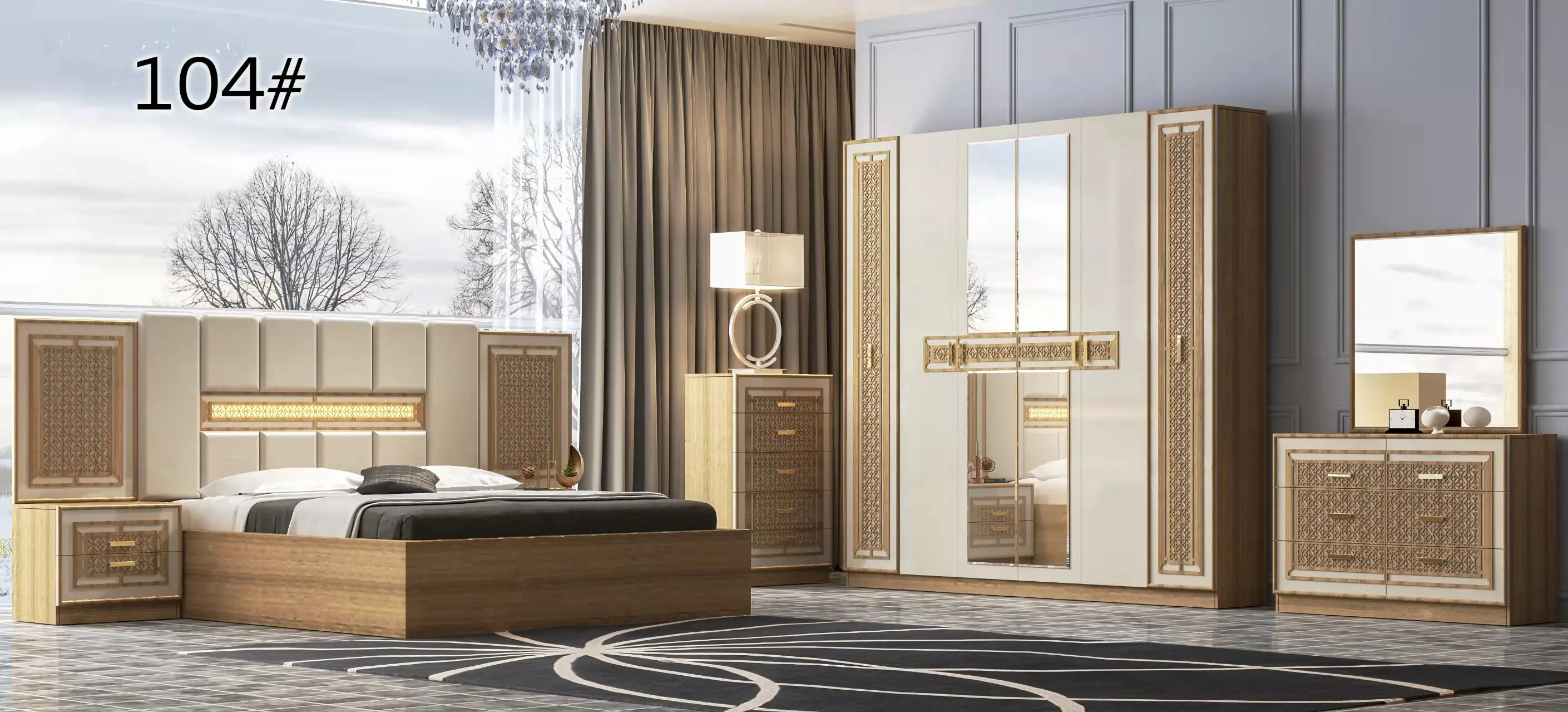 King size grey headboard bedroom furniture modern home furniture 5pcs one set