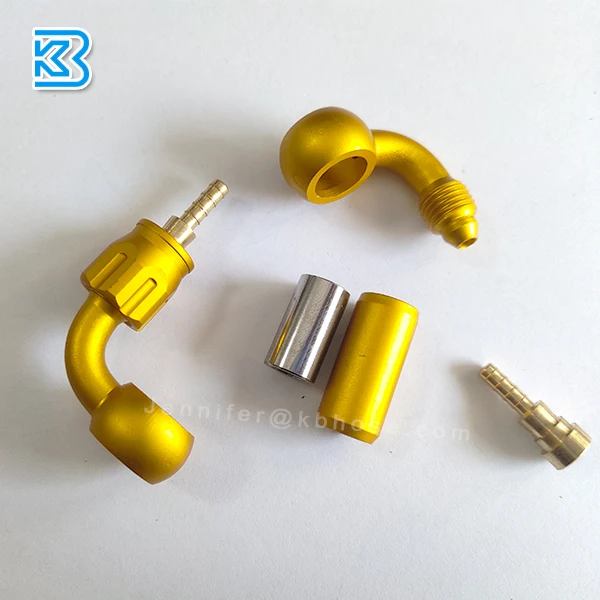 Motorcycle an3 3an -3an crimped aluminum banjo 10mm brake hose fittings for 1/8 3.2mm PTFE stainless brake hose lines