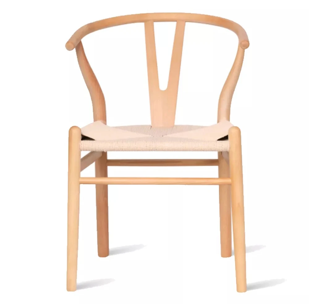 Hot Sale Home Restaurant Kitchen Furniture Hans Wegner Danish Solid Wood Y Dining Chair Wishbone Chair with fabric woven seat