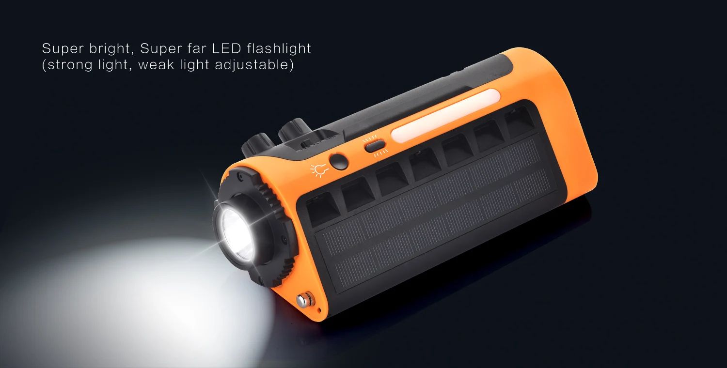 Outdoor Solar Rechargeable Emergency radio Hand Crank Powered weather am fm SoS home survival solar portable fm radio