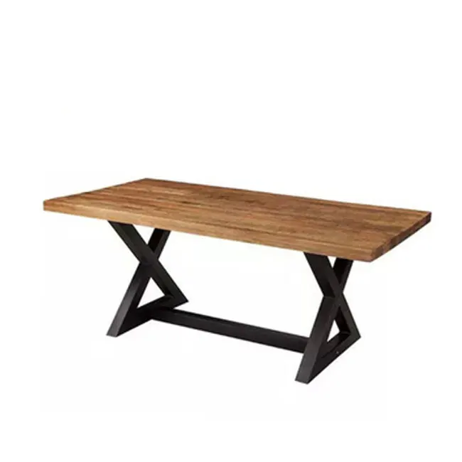 Dining Room Furniture Antique Appearance Solid Wood Luxury Dining Table with Metal Leg