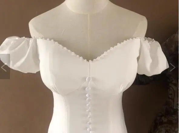 2023 Ethnic Clothing French Style Light Wedding Dress Satin Simple Fashion Elegant  Off-Shoulder Mermaid Wedding Dress with Slit