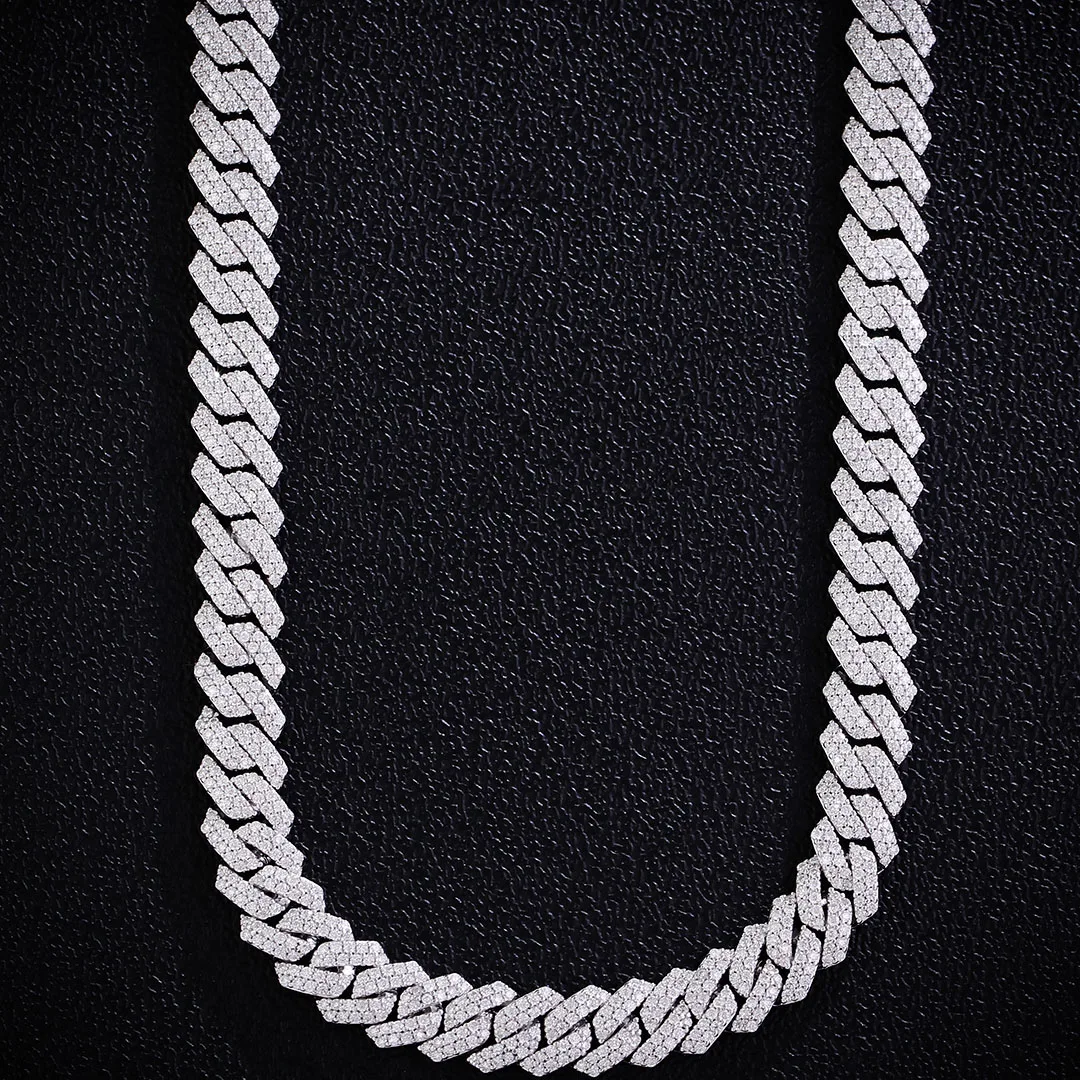 Wholesale 12MM Heavy Cuban Chain Custom Hip Hop Iced Out Jewelry Moissanite Diamond S925 silver Cuban Chain Bracelets Necklaces