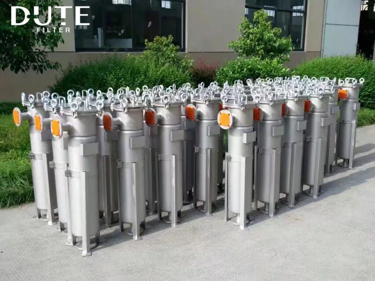 Sanitary water treatment milk beverage liquid filtration single multiple stainless steel bag filter