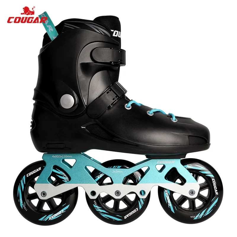 Customizable Adult Inline Skates 3 Wheels Professional Unisex Patines Black Shoes Skating COUGAR MZS305