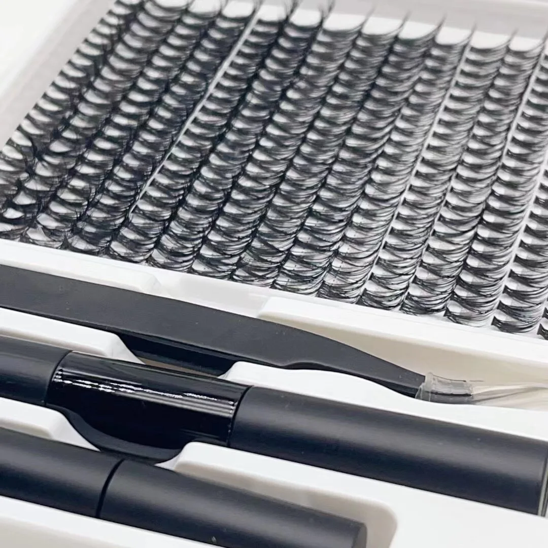 Wholesale glue-based individual lash clusters eyelash diy lash extension Fan 30d 40d 50d Pre-cut segment cluster lashes