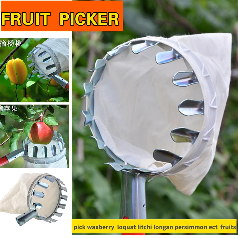 Fruit Picker With Bag Basket Garden Farm Fruit Catcher Harvest Picking Tool