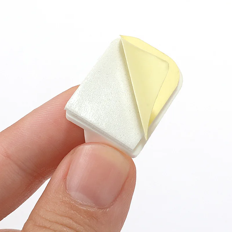 SELF ADHESIVE STICK ON END HOOKS FOR NET CURTAIN WIRE WHITE