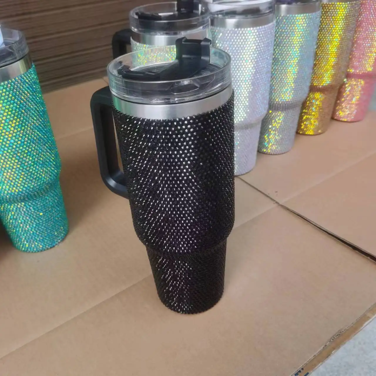 Factory Wholesale 40oz Bling Rhinestone Coffee Tumblers Rhinestone 40 oz Tumblers with Straw