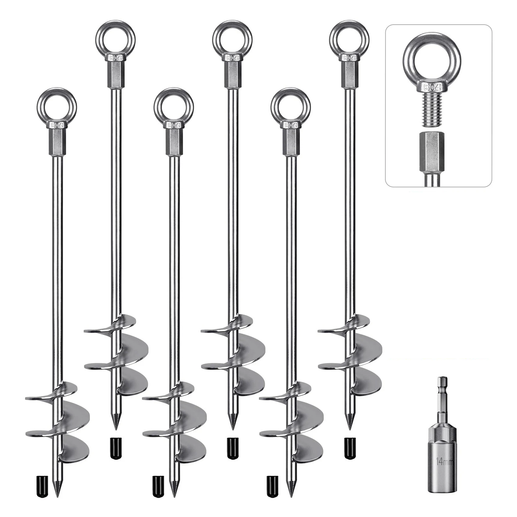 18 Inch Heavy Duty Screw in Ground Anchors Fully Welded Earth Anchor Stakes Carport Tent Hurricane High Wind Shed Ground Anchors