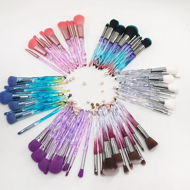 Diamond Make Up Brushes Set Up Brushes 10pcs professional private label matte golden makeup brush set